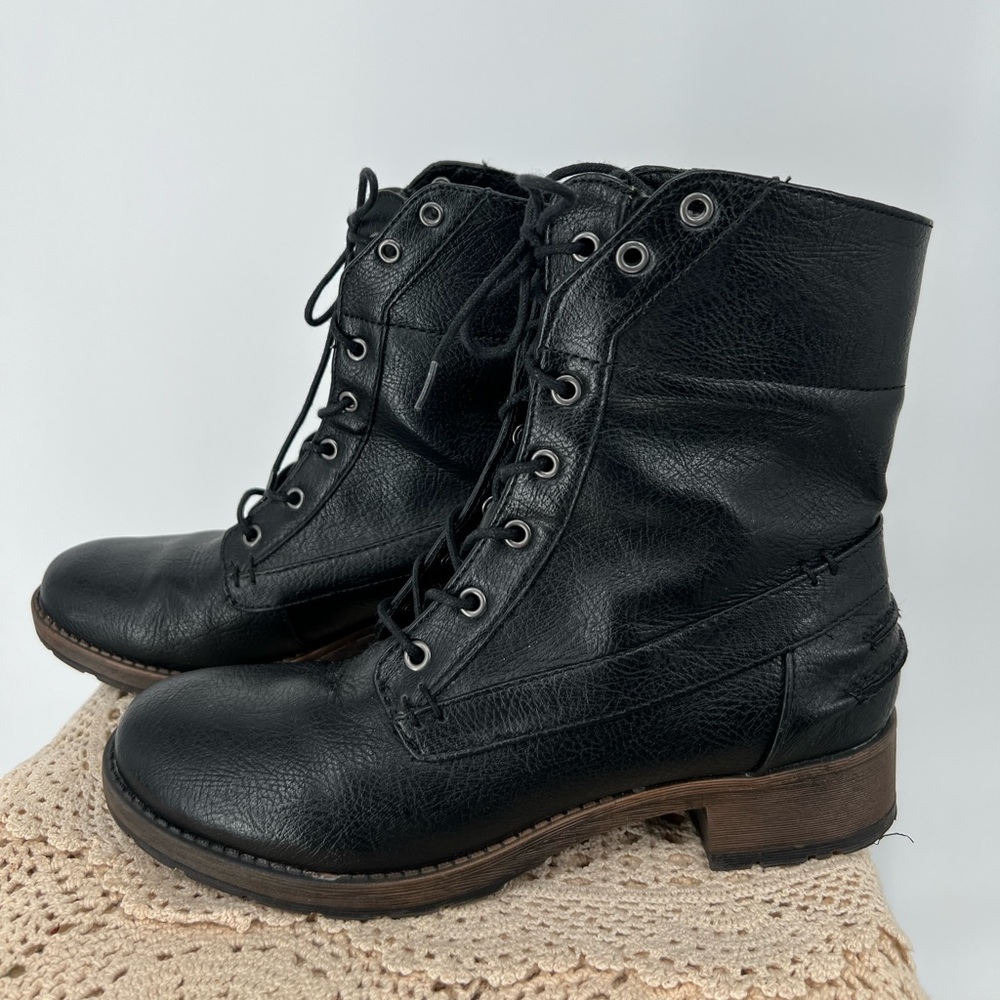 GH BASS & CO PATRICE BLACK VEGAN LEATHER BOOTS